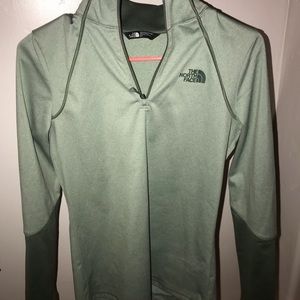 north face green 1/4th zip